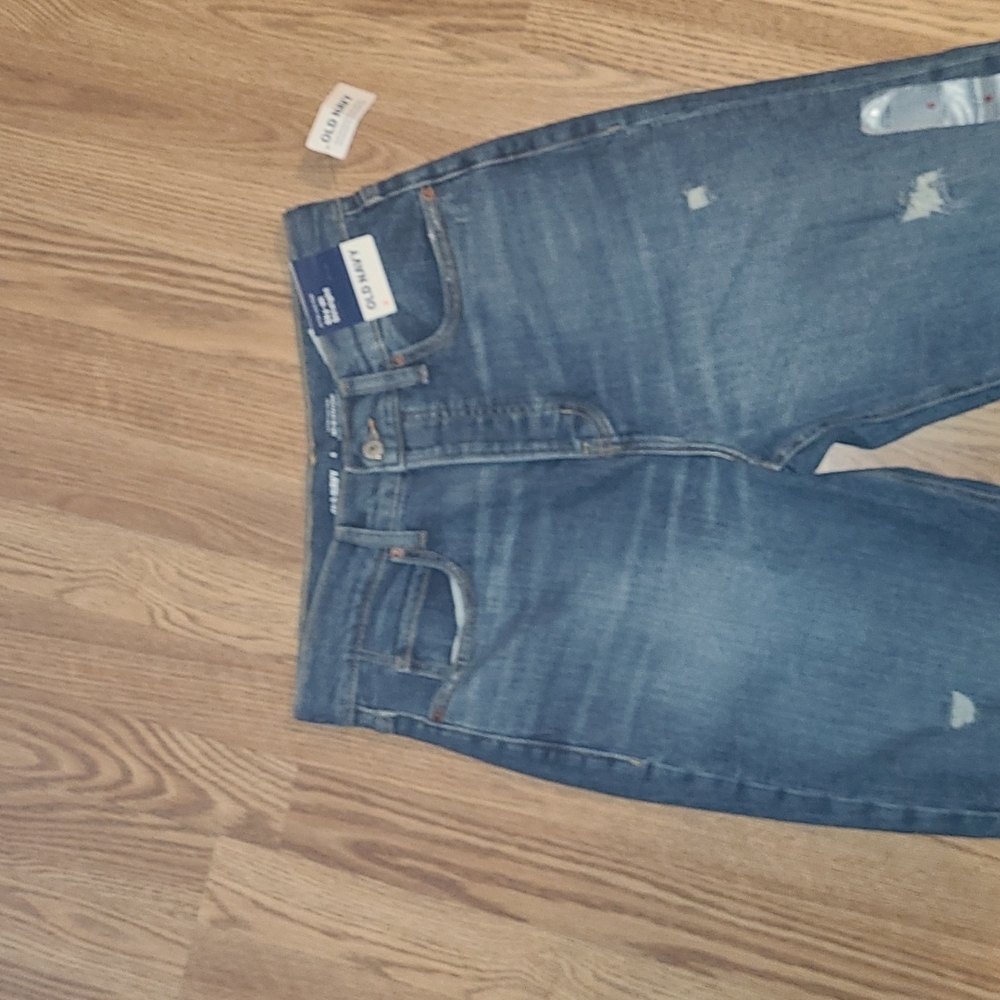New Old Navy distressed SKI-HI STRAIGHT button fly jeans sizes 6 - Picture 6 of 8